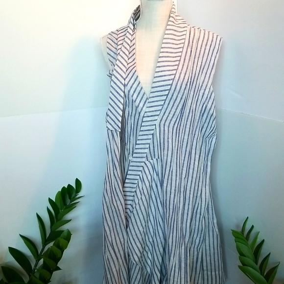 Anthropologie Asymmetric French Blue Stripe Wrap Tunic/Dress - Picture 4 of 15